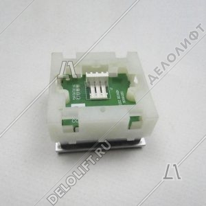 Кнопка вызова/приказа, тип KT40 STEP C, 40х40 мм, закрытие, глубина 25 мм, голубая подсветка, с Брайлем (европейский вариант)