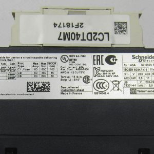 Контактор, LC2DT40M7, 4P, 40А, 400/220VAC