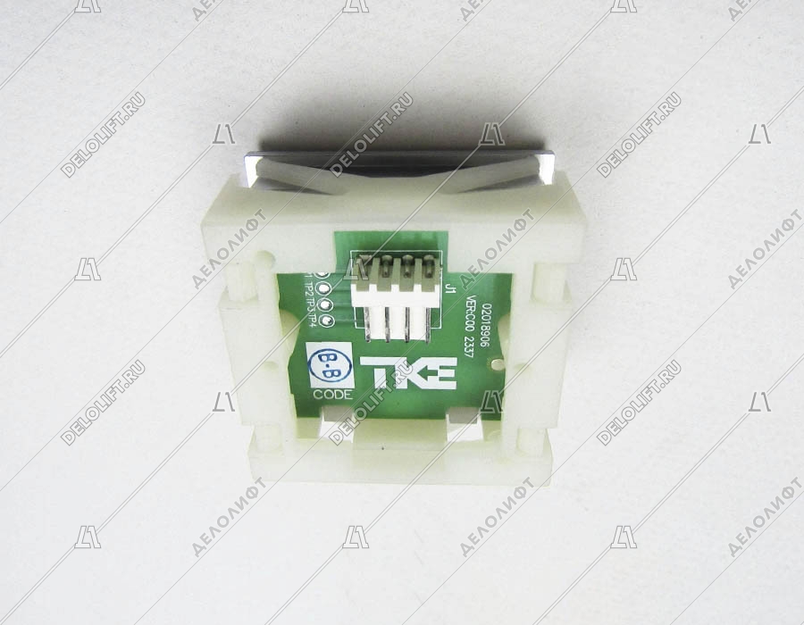 Кнопка вызова/приказа, тип KT40 STEP C, 40х40 мм, открытие, глубина 25 мм, голубая подсветка, с Брайлем (европейский вариант)