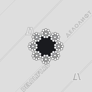 Канат/трос тяговый, d - 12 мм, DIN 3062, 8х19S-FC, FE-bk-1570(1370/1770), 66,2кН, стальной