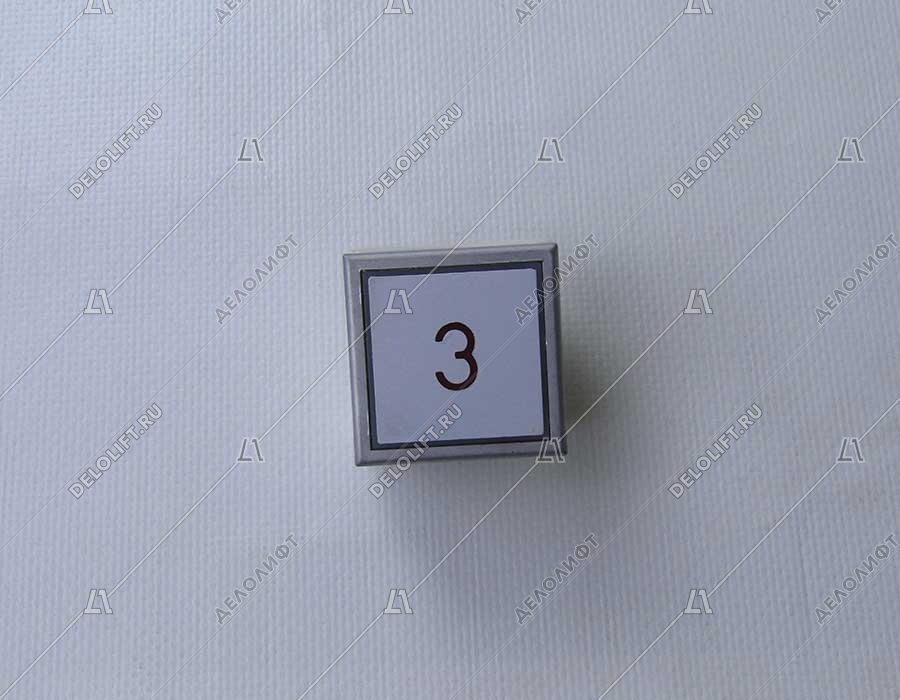 Кнопка вызова/приказа, тип KT40 STEP C, 40х40 мм, 3 этаж, красная подсветка