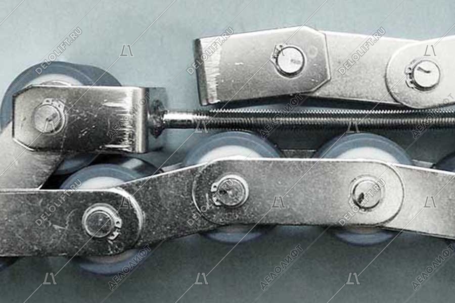 Прижимная цепь поручня, 8 роликов, 60x53 мм, шаг - 70 мм